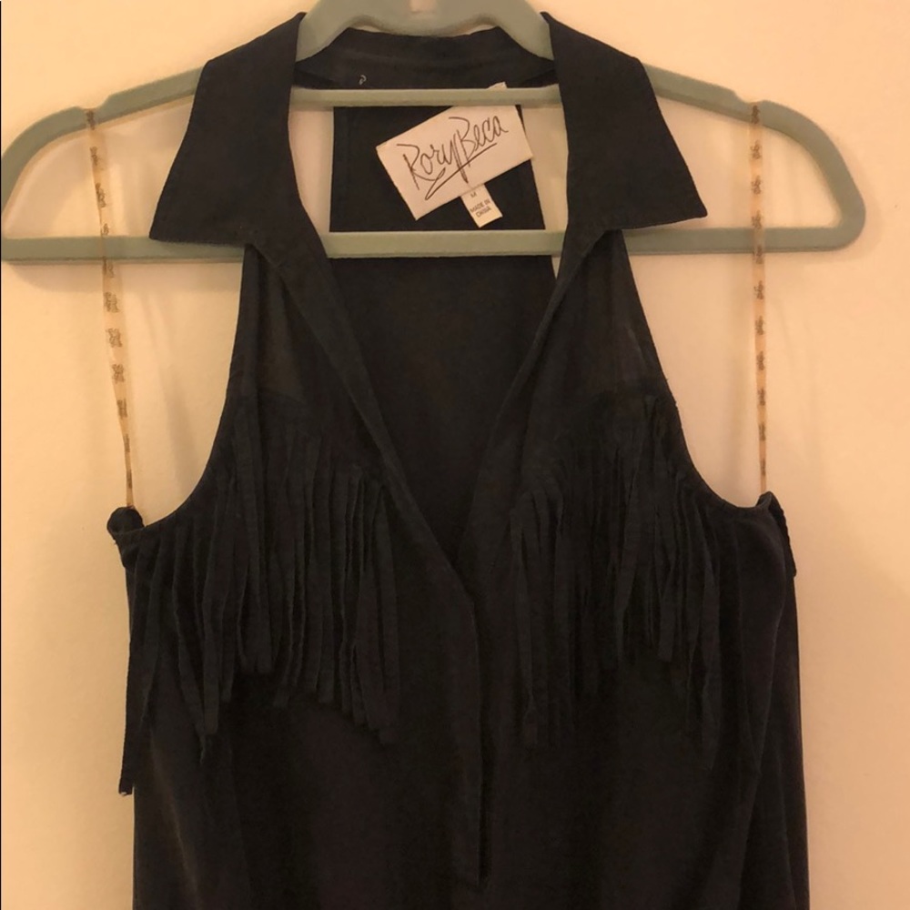 Rory Beca black fringe romper